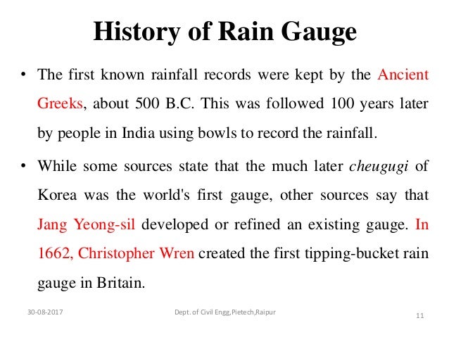 background information on the rain gauge